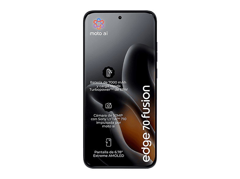 Móvil - Motorola edge 70 fusion, Silhouette, 256 GB, 8 GB RAM, 6.78" Extreme AMOLED, Qualcomm Snapdragon 7s Gen 3, 7000 mAh
