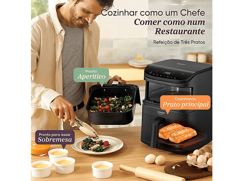 Freidora de aire - Cosori Turbo Tower Basic Chef Edition, 2630 W, 10,8 l, Black