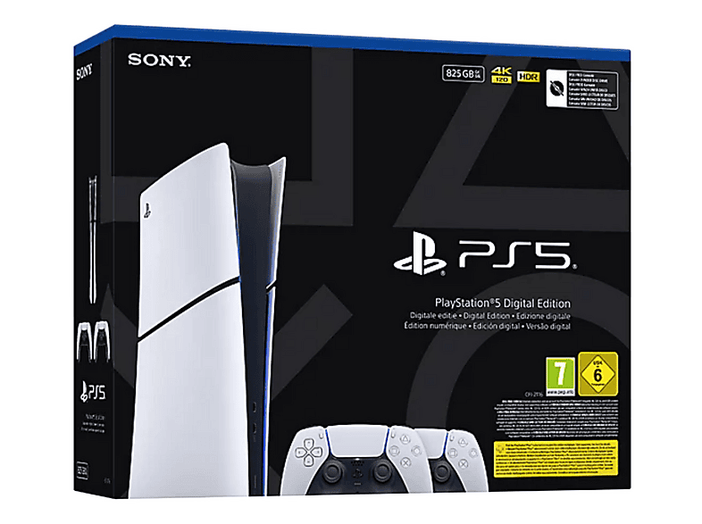 Consola PS5 - Sony PlayStation 5 Digital Edition (Chasis E) + DualShock, 825 GB, Blanco