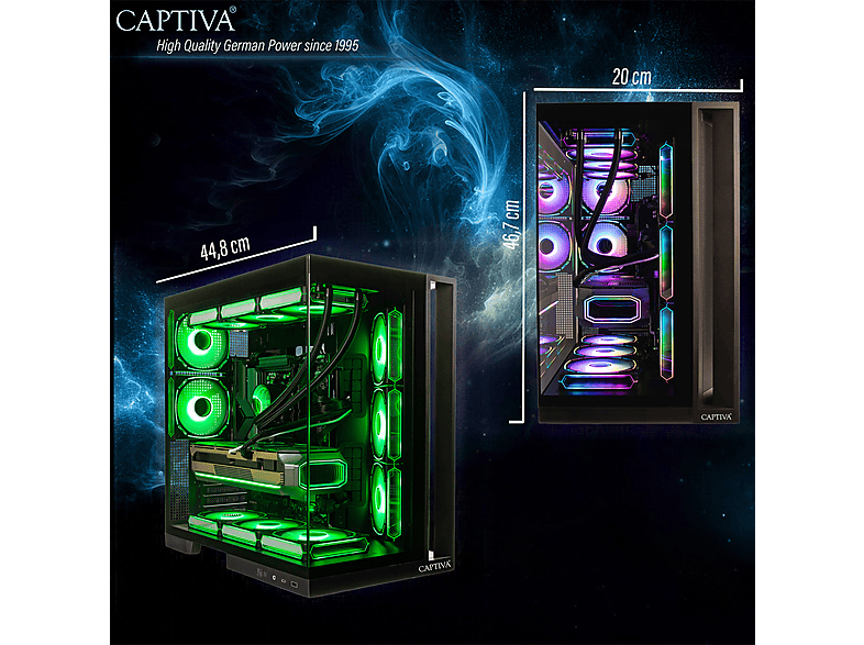 PC gaming - Captiva Highend Gaming I95-625, Intel Core i9 13900KF, 24 Núcleos, 128 GB RAM, 2 TB SSD, GeForce RTX™ 5070, Windows 11 Home, Negro
