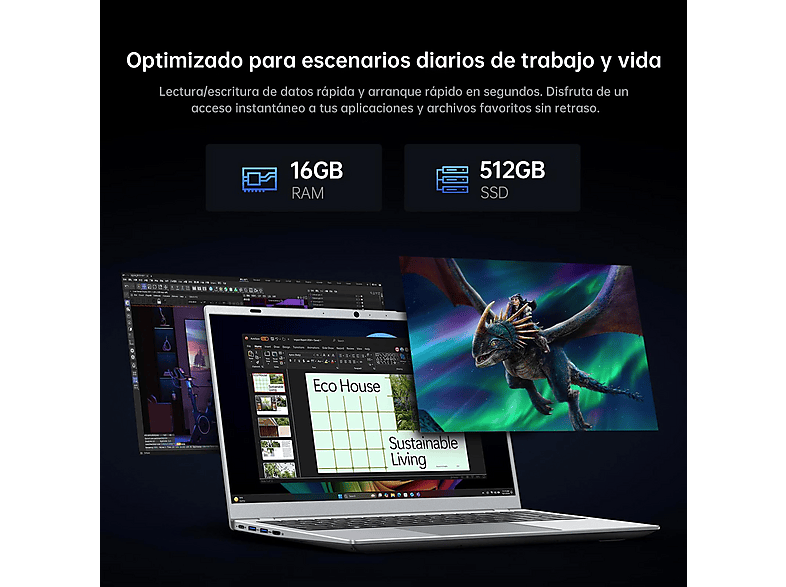 Portátil - Vanwin NCS2154, 15,6 " Full-HD, Intel® Pentium® Gold 6500Y(Frecuencia máxima 3,4 GHz), 16 GB RAM, 512 GB SSD, UHD Graphics, Windows 11 Pro