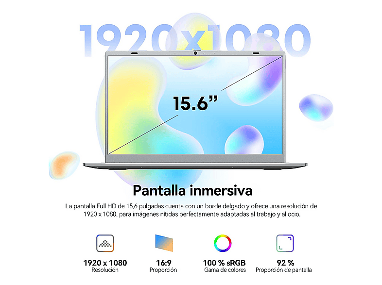 Portátil - Vanwin NCS2154Y, 15,6 " Full-HD, Intel® Pentium® Gold 6500Y(Frecuencia máxima 3,4 GHz), 16 GB RAM, 512 GB SSD, UHD Graphics, Windows 11 Pro