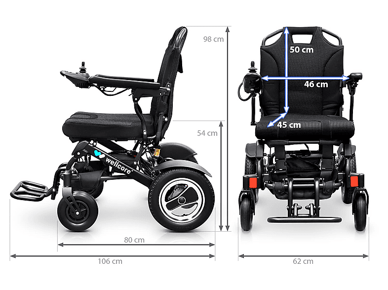 Silla de ruedas - Wellcore WLLC1115, Negro