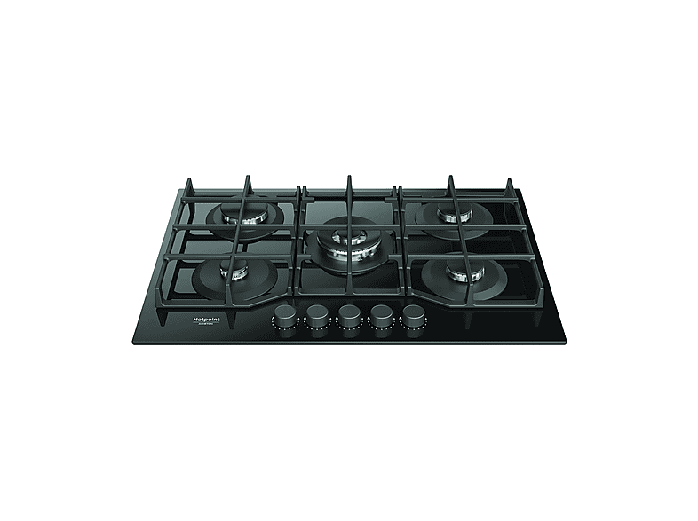 Placa de gas - Hotpoint HAGS 72F/BK 1, 5 zone(s) zonas, 730 mm, Negro