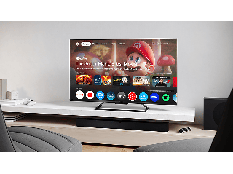 TV QLED 43" - Sharp 43HR7265E, QLED 4K, Smart TV, DVB-T2 (H.265), Negro