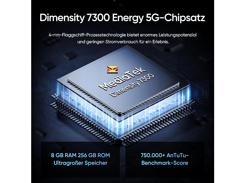 Smartphone - Realme 14 Pro 5G, Gris, Móvil Android, 256 GB, 8 GB RAM, 6,77 ", Dimensity 7300 Energy, 6000 mAh