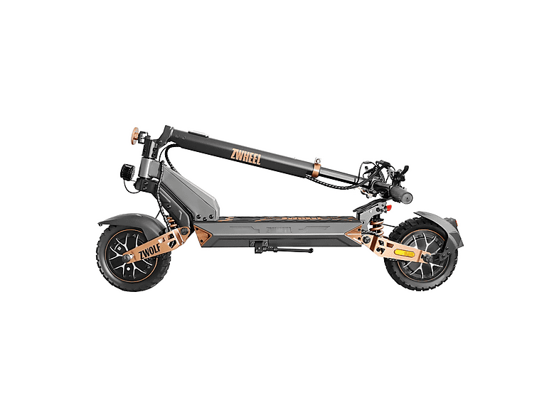 Patinete eléctrico - Zwheel ZWolf DUO, Pot. máx. 2000 W, Carga máx. 120 kg, 70 km autonomía, 20000 mAh, Combinación gris/bronze