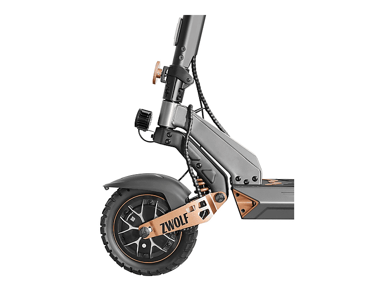 Patinete eléctrico - Zwheel ZWolf DUO, Pot. máx. 2000 W, Carga máx. 120 kg, 70 km autonomía, 20000 mAh, Combinación gris/bronze