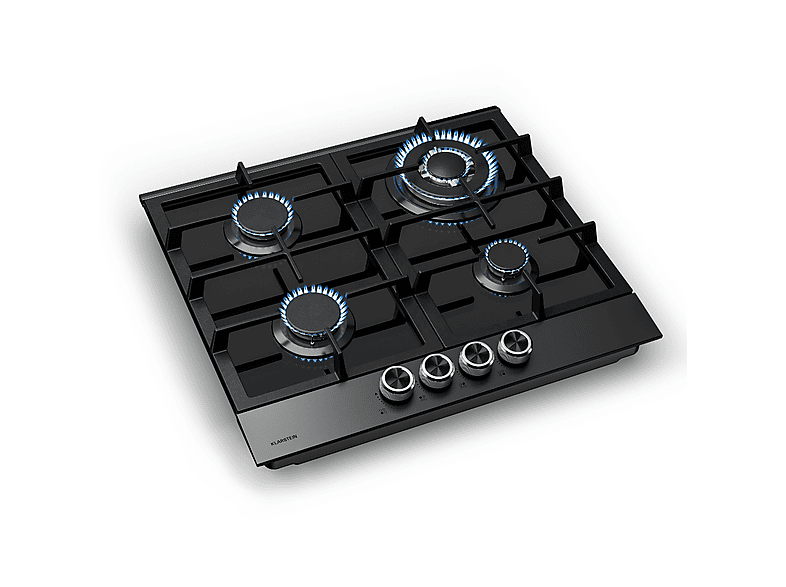 Placa de gas - Klarstein Verosteel, 4 zonas, 58,40 cm, Negro