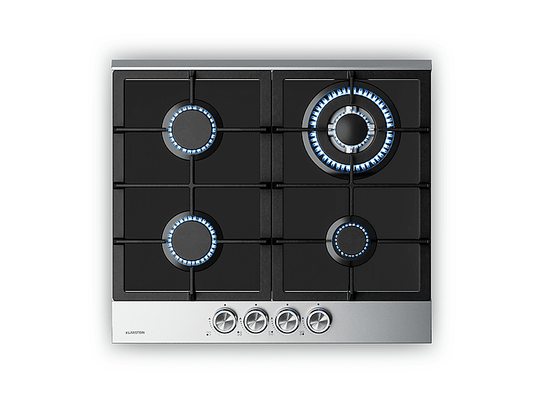 Placa de gas - Klarstein Verosteel, 4 zonas, 58,40 cm, Plata