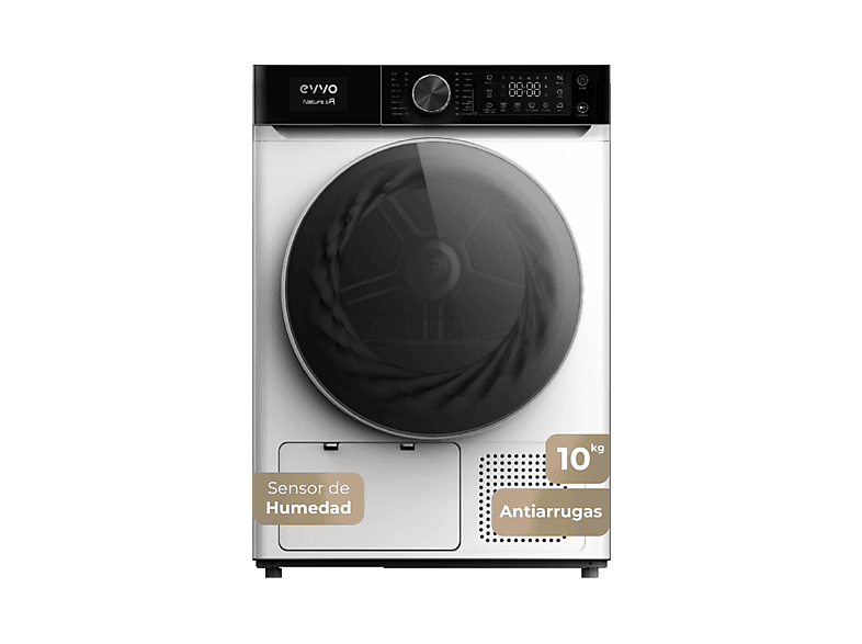 Secadora bomba de calor - Evvo Nature SR10, 10 kg, Blanco