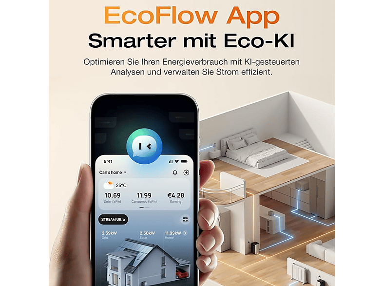 Kit solar - Ecoflow STREAM Ultra 1,92 kWh con STREAM Pro, cable, 2300 W