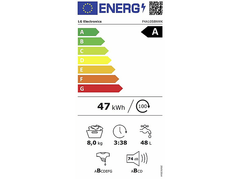 Lavadora carga frontal - LG F4A10S8NWK.ABWQCES, 8 kg, Blanco