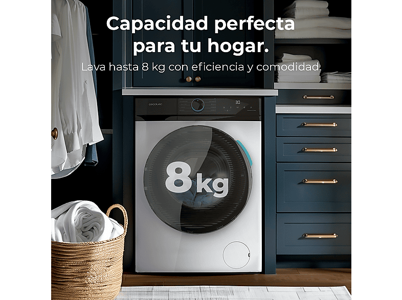 Lavadora carga frontal - Cecotec Bolero DressCode 8110 Inverter, 8 kg