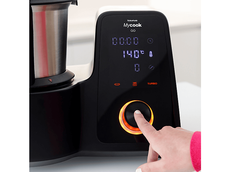 Robot de cocina - Taurus MYCOOK GO, 1600 W, 4,5 l, Negro