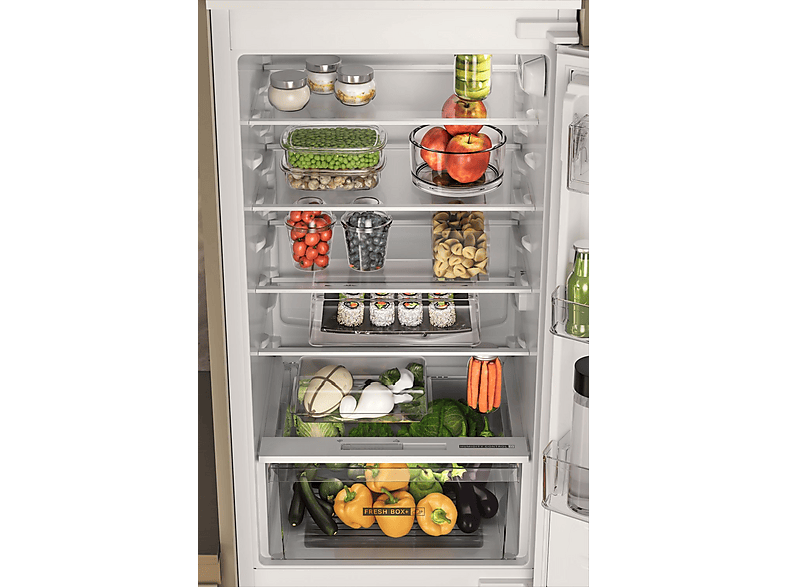 Frigorífico combi integrable - Whirlpool WHC18D031A1, Less Frost, 177 cm, 268 l, Fresh Box+, Tecnología 6th sense, Blanco