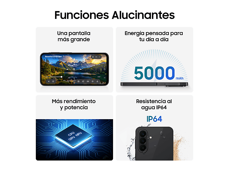 Móvil - Samsung Galaxy A27 5G, Azul, 256 GB, 8 GB RAM, 6.7" FHD+ Super AMOLED, Qualcomm Snapdragon 6 Gen 3, 5000 mAh, Android 16