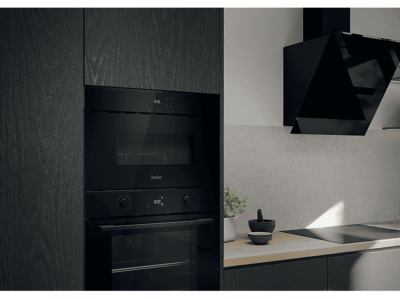 Microondas integrable - Haier H38SIDBF7XS, 1300 W, 7 potencia, 24 l, Negro