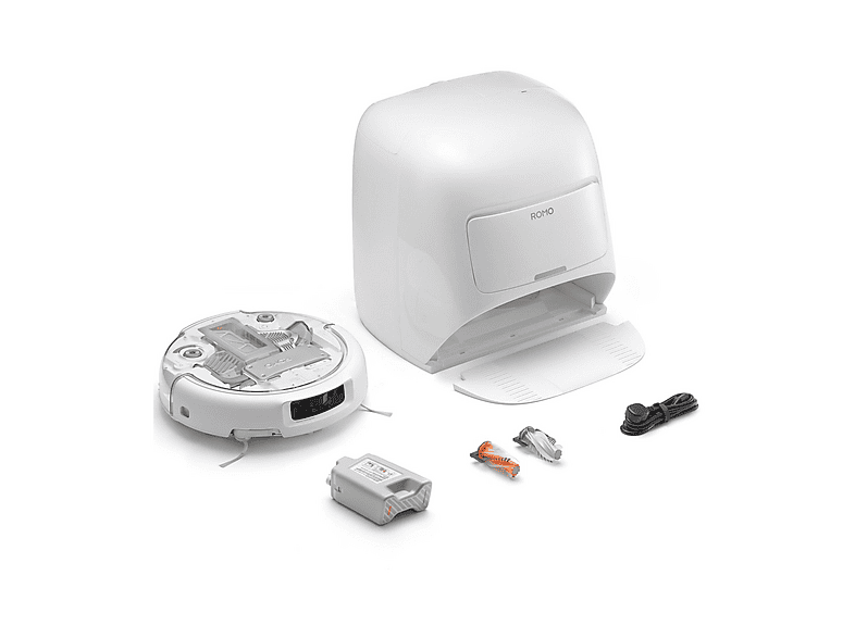 Robot aspirador - DJI ROMO A, 55 W, Potencia de succión 25 kPa, Depósito 260 ml, Autonomía 180 min, Blanco