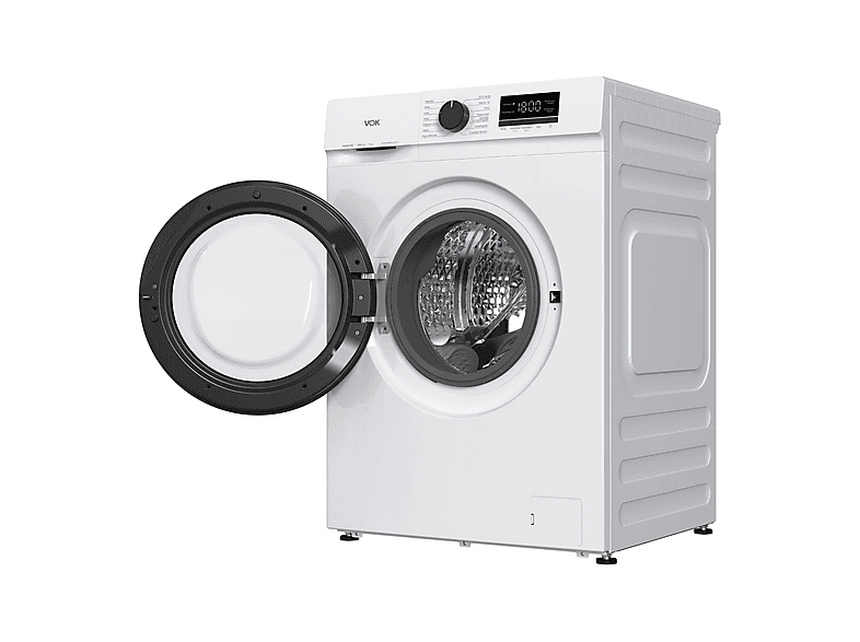 Lavadora carga frontal - Vok EVW-8BAWL2412, Motor Inverter, 8 kg, 1200 rpm, 14 programas, Blanco