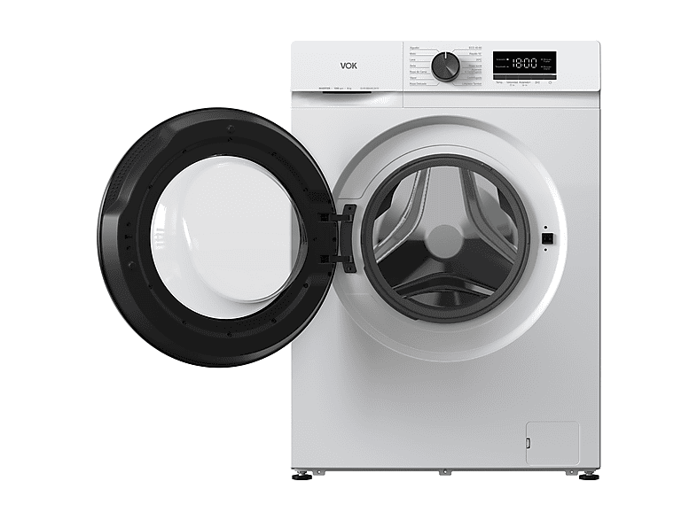 Lavadora de carga frontal - Vok EVW-6BAWL2410, Motor Inverter, 6 kg, 1000 rpm, 14 programas, Blanco