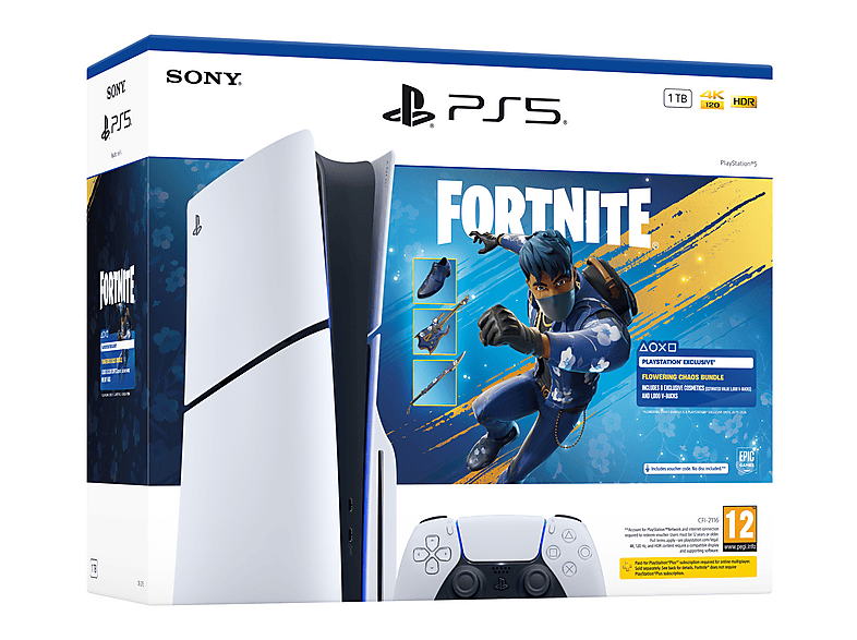 Consola PS5 - Sony Slim 1TB Edición Disco - Fortnite Flowering Chaos, White