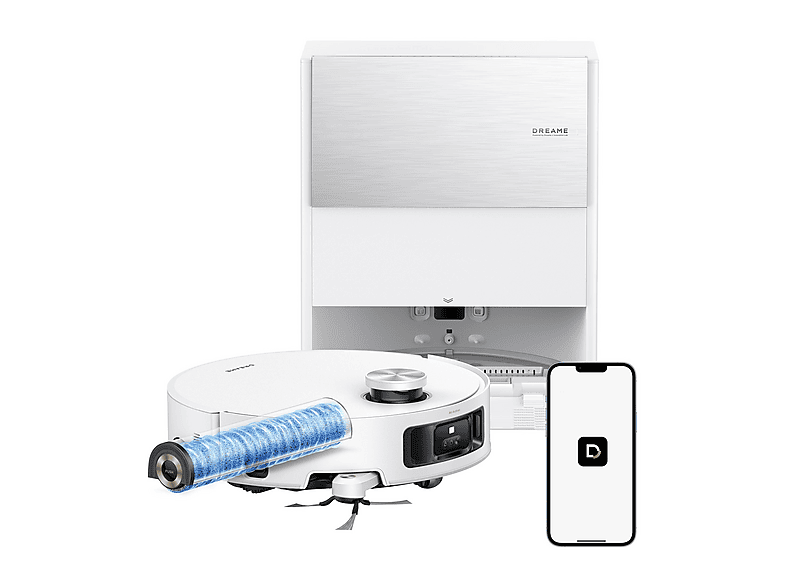 Robot aspirador - Dreame Aqua 10 Roller White, 600 W, Potencia de succión 30 kPa, Depósito 3,2 l, Autonomía 196 min, Blanco