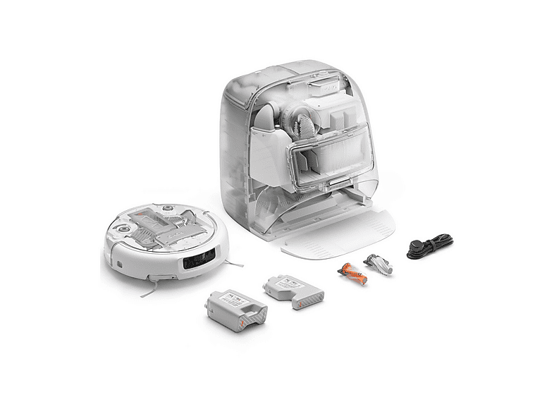 Robot aspirador - DJI ROMO P, 55 W, Potencia de succión 25 kPa, Depósito 260 ml, Autonomía 180 min, Transparente