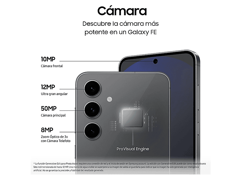 Smartphone - Samsung Galaxy S24 FE, Grey, Móvil Android, 128 GB, 8 GB RAM, 6,7 " Dynamic AMOLED 2X, 4700 mAh