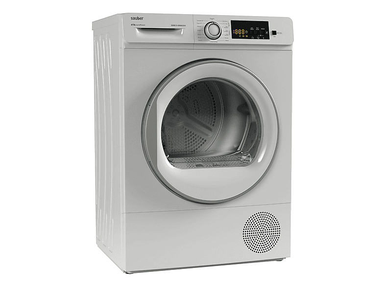Secadora bomba de calor - Sauber SERIE 5-DR8025V, Bomba de calor con refrigerante R290, 8 kg, 15 programas, Blanco