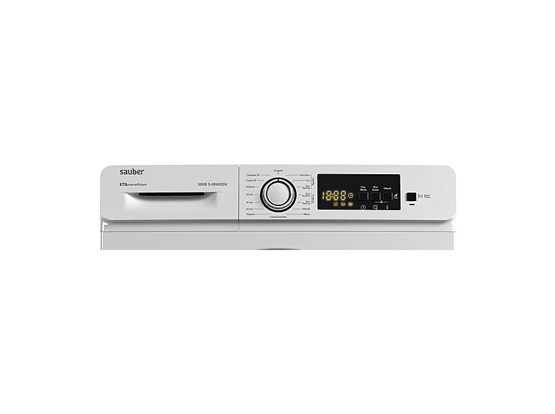 Secadora bomba de calor - Sauber SERIE 5-DR8025V, Bomba de calor con refrigerante R290, 8 kg, 15 programas, Blanco