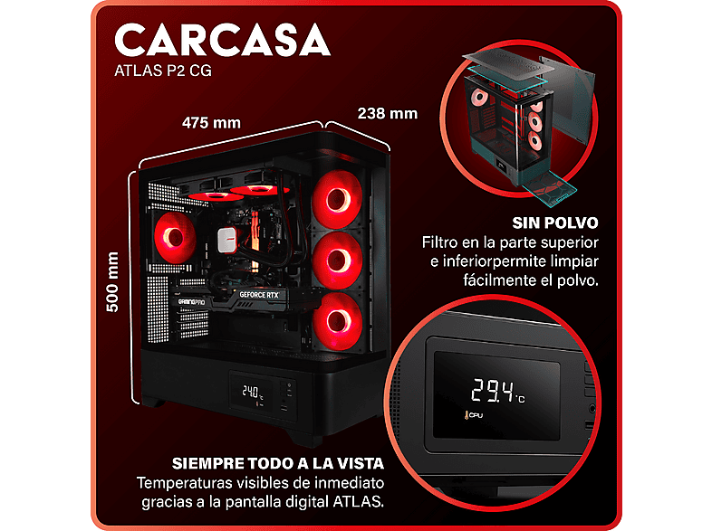 PC Gaming - Greed MKM - 5070Ti Edición, AMD Ryzen 5, 32 GB RAM, 1 TB SSD, GeForce RTX™ 5070 Ti, Windows 11 Pro, Negro