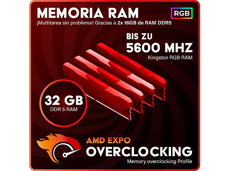 PC Gaming - Greed MKM - 5070Ti Edición, AMD Ryzen 5, 32 GB RAM, 1 TB SSD, GeForce RTX™ 5070 Ti, Windows 11 Pro, Negro