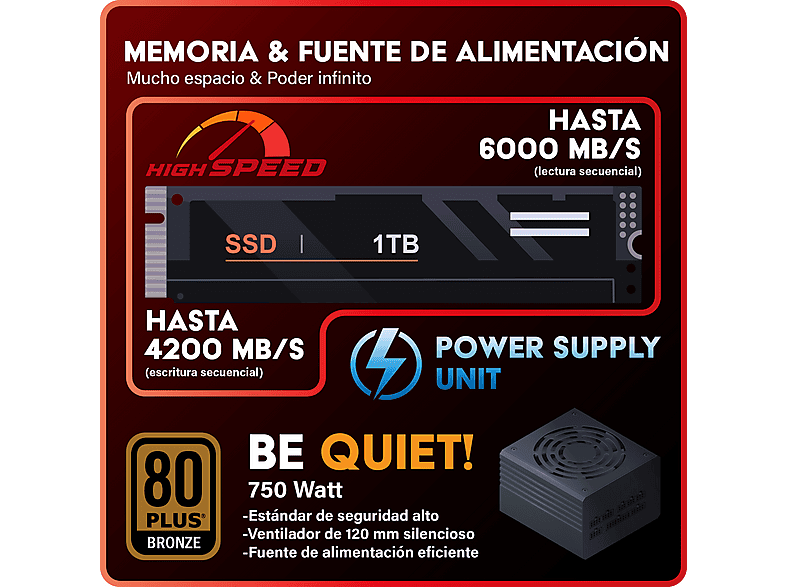 PC Gaming - Greed MKM - 5070Ti Edición, AMD Ryzen 5, 32 GB RAM, 1 TB SSD, GeForce RTX™ 5070 Ti, Windows 11 Pro, Negro