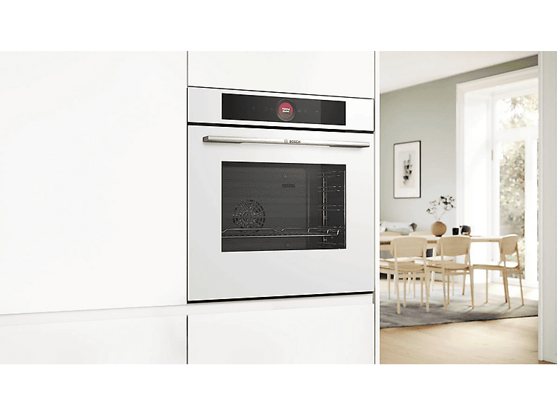 Horno eléctrico - Bosch Series 8 HBG7341W1, Integrable, Hidrolítica, 71 l, 594 mm, Blanco