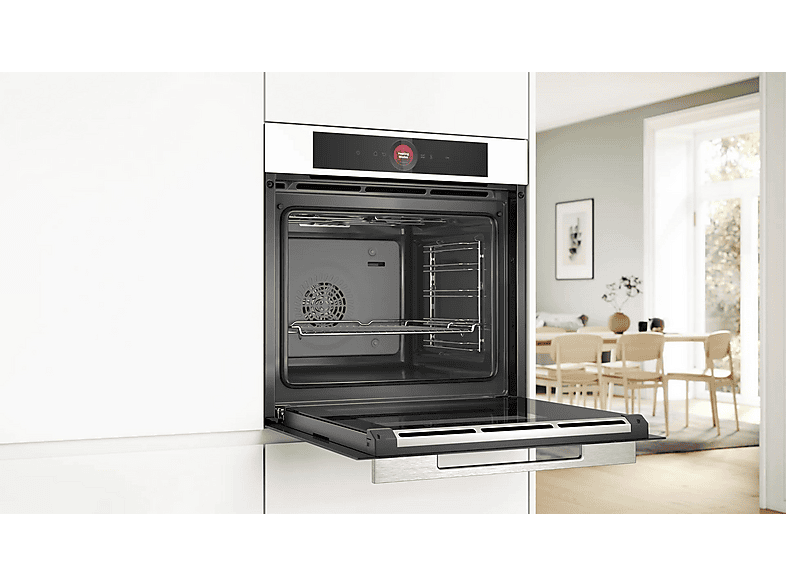 Horno eléctrico - Bosch Series 8 HBG7341W1, Integrable, Hidrolítica, 71 l, 594 mm, Blanco