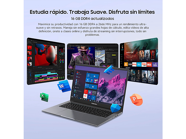 Portátil - Blackview ACEBOOK 10, 18,5 " Full-HD, Intel Twin Lake N150, 16 GB RAM, 512 GB SSD, Iris® Graphics, Windows 11 Pro, idioma del teclado: US