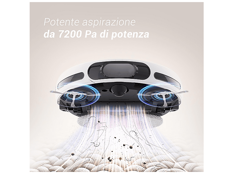 Robot aspirador - EZVIZ RS20 Pro, 65 W, Potencia de succión 7,2 kPa, Depósito 0,35 l, Autonomía 220 min, Blanco