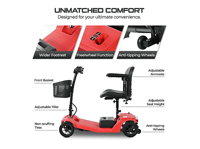 scooter plegable - Sweetrich S2, 27,8 kg, rojo