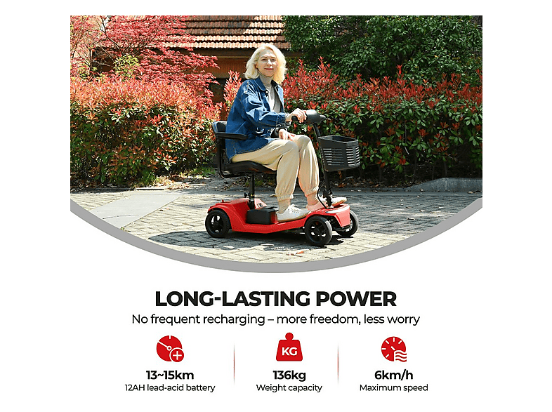 scooter plegable - Sweetrich S2, 27,8 kg, rojo