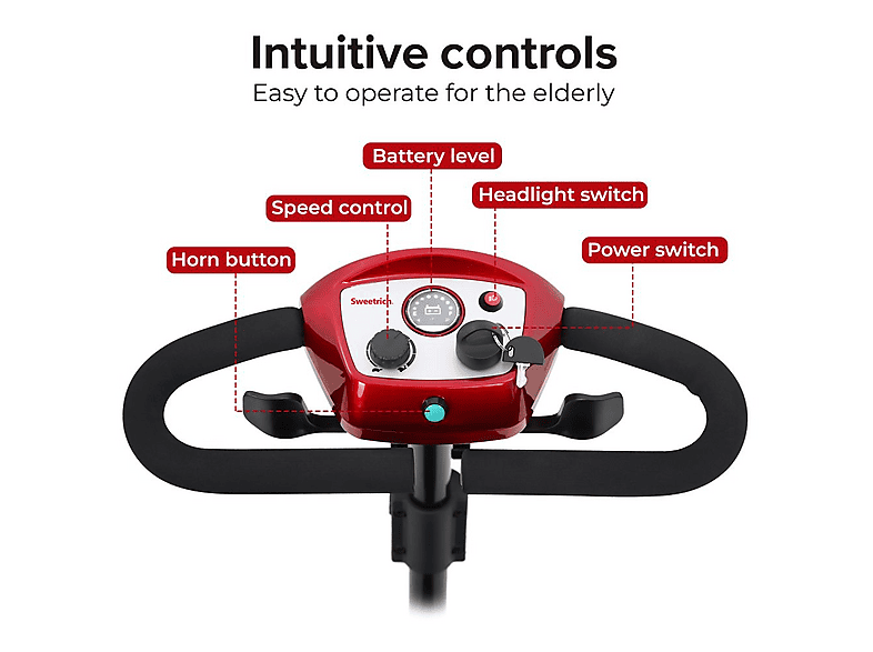 scooter plegable - Sweetrich S1 SPORT, 27 kg, rojo