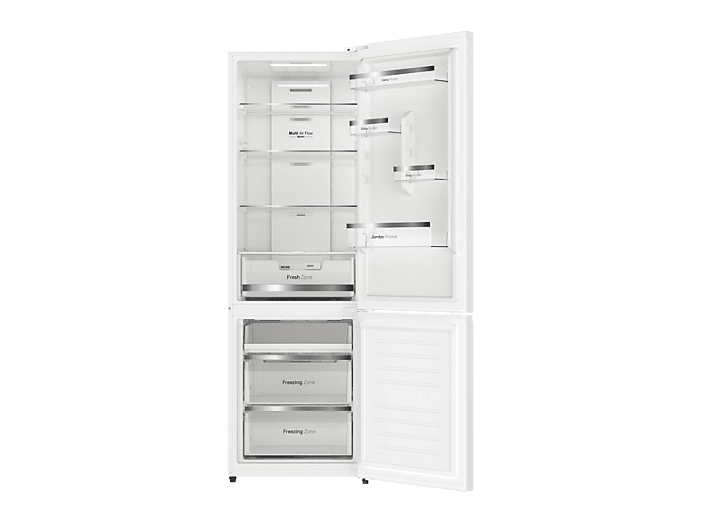 Frigorífico combinado - Vok EVR-405NEW, Compresor Inverter, No Frost, Altura 185,5 cm, Capacidad 405 l, Blanco