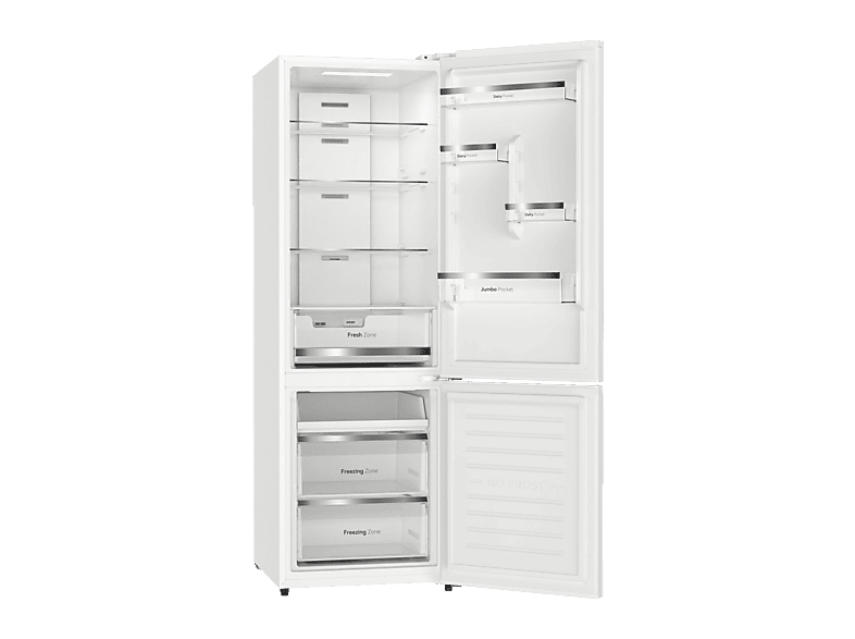 Frigorífico combinado - Vok EVR-405NEW, Compresor Inverter, No Frost, Altura 185,5 cm, Capacidad 405 l, Blanco