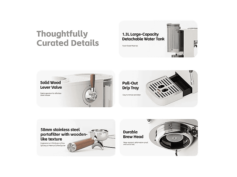 Cafetera espresso manual - Hibrew H13, 20 bar, 2100 W, plata