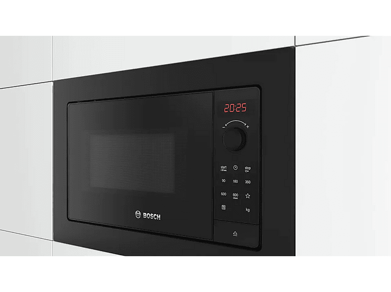 Microondas integrable - Bosch BFL623MB4, 800 W, 5 potencia, 20 l, Negro