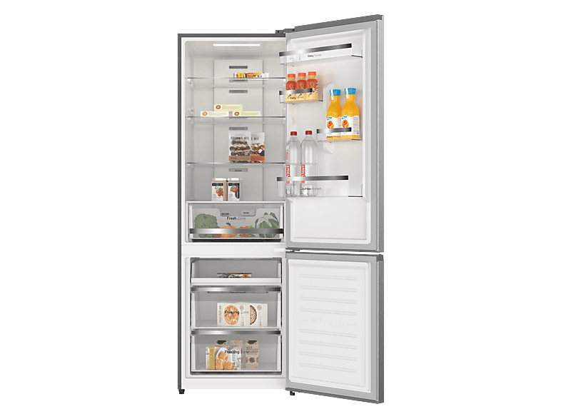 Frigorífico combinado - Vok EVR-405NEI, Compresor Inverter, No Frost, Altura 185,5 cm, Capacidad 405 l, Inox