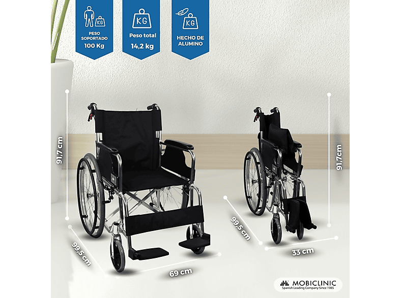 Silla de ruedas - Mobiclinic Palacio, Gris