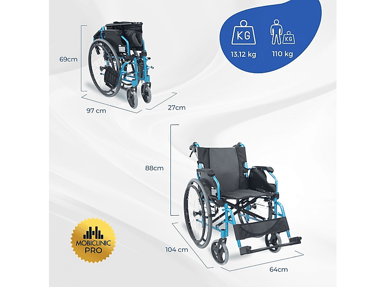 Silla de ruedas - Mobiclinic Bolonia, Azul
