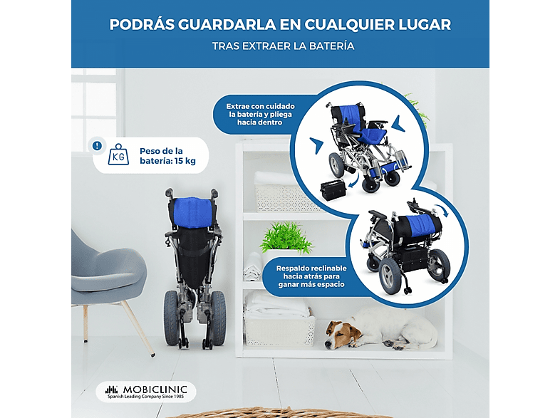 Silla de ruedas eléctrica - Mobiclinic Lyra, Azul