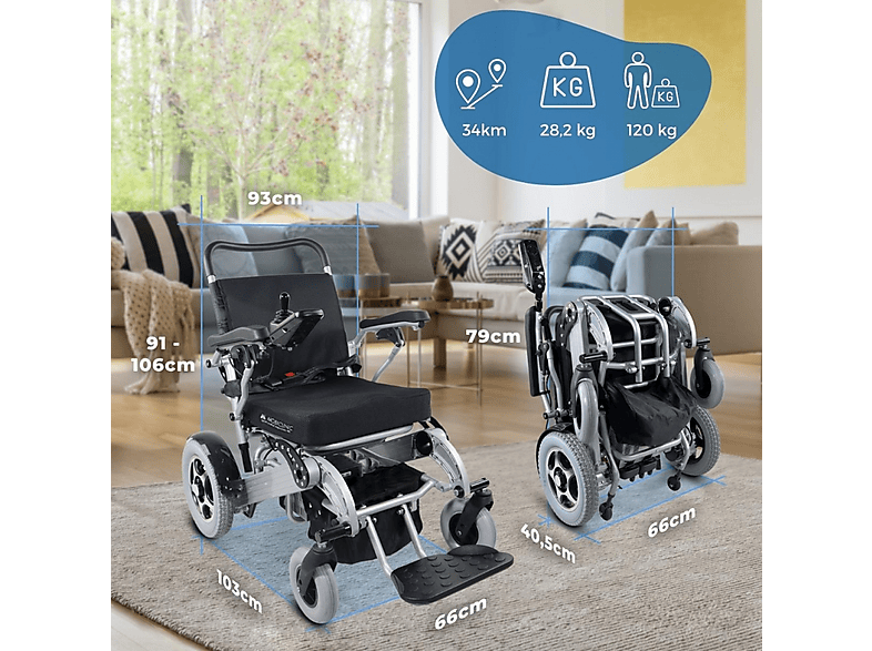 Silla de ruedas eléctrica - Mobiclinic Troya plus, Negro
